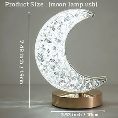 Crystal Touch Dimming Night Light: Bedroom, Girls Room Decor, USB Bedside LED Ambient Table Lamp - 3D Moon Lamp Gold