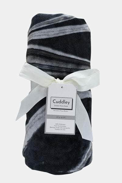 Cuddley Fleece Decorative Throw Blanket Black Marble / One Size