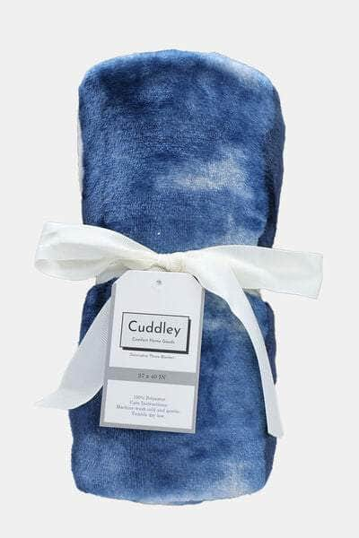 Cuddley Fleece Decorative Throw Blanket Blue Marble / One Size