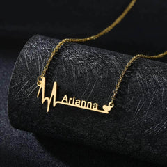 Custom Heartbeat Name Necklace - Stainless Steel Birth Date Pendants with Personalized Letter