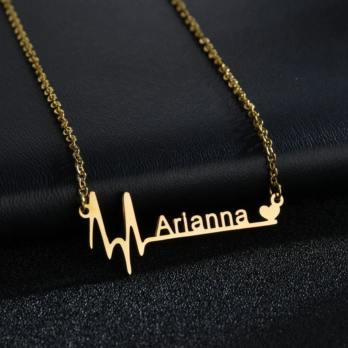 Custom Heartbeat Name Necklace - Stainless Steel Birth Date Pendants with Personalized Letter heartbeat 1 / silver color / 35cm