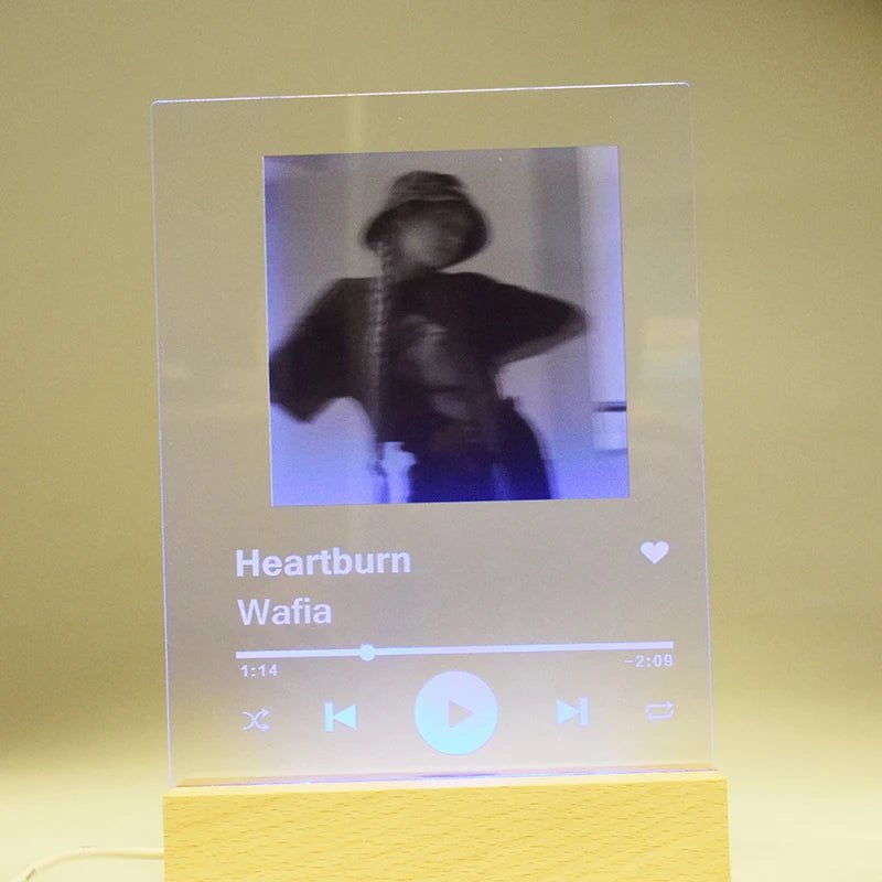Custom Personal Photo Acrylic Board - Personalized Spotify Music Codes Plaque with LED Warm Light, Jewelry Set, Wedding Party Gift