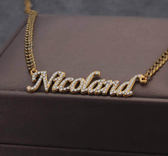 Custom Personalized Name Stainless Steel Necklace - Bling Pendant with Cubic Zircon Letters, Ideal for Women
