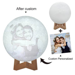 Customized 3D Printing Moon Lamp - Personalized with Photo and Text, USB Rechargeable Night Light, Ideal for Birthday, Mother's Day, Lunar Christmas Gift