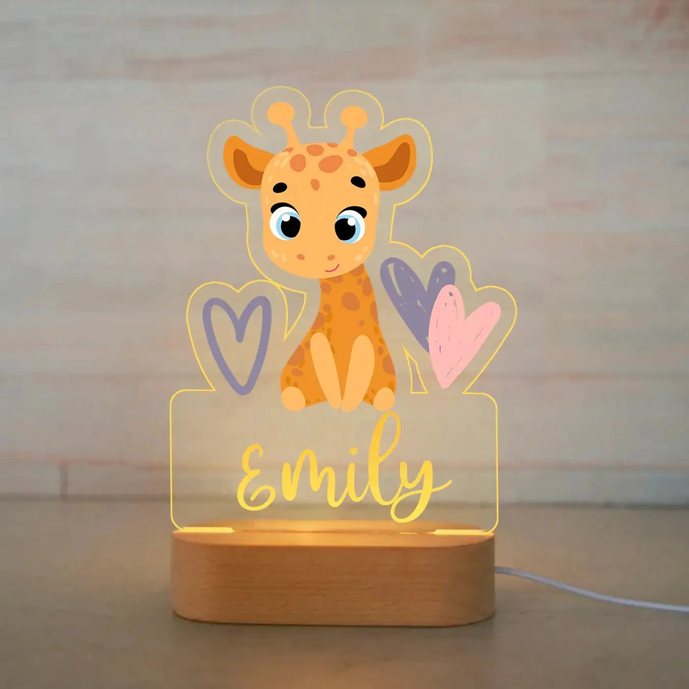 Customized Animal-themed Night Light for Kids - Personalized with Child's Name, Acrylic Lamp for Bedroom Decor