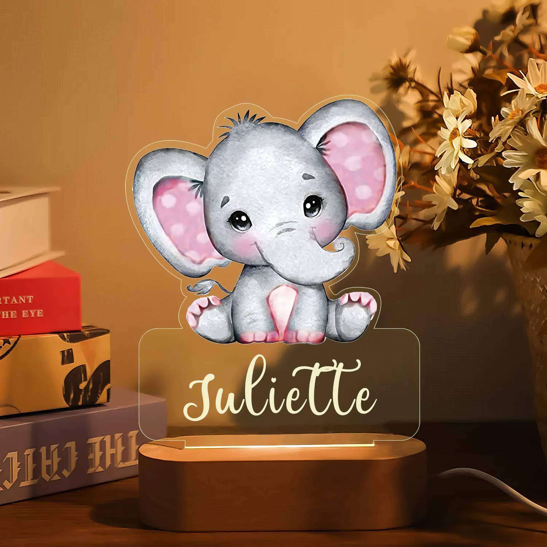 Customized Animal-themed Night Light for Kids - Personalized with Child's Name, Acrylic Lamp for Bedroom Decor