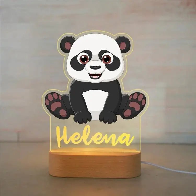 Customized Animal-themed Night Light for Kids - Personalized with Child's Name, Acrylic Lamp for Bedroom Decor Warm Light / 05Panda