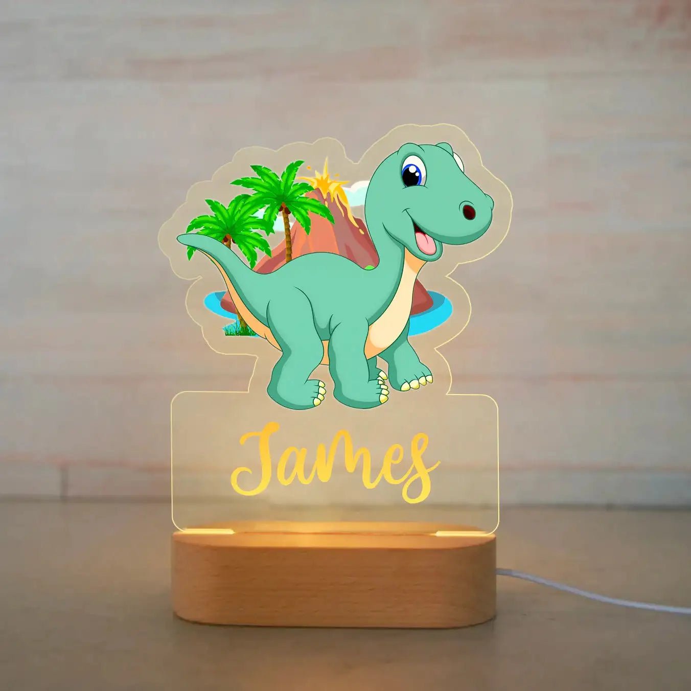 Customized Animal-themed Night Light for Kids - Personalized with Child's Name, Acrylic Lamp for Bedroom Decor Warm Light / 06Dinosaur