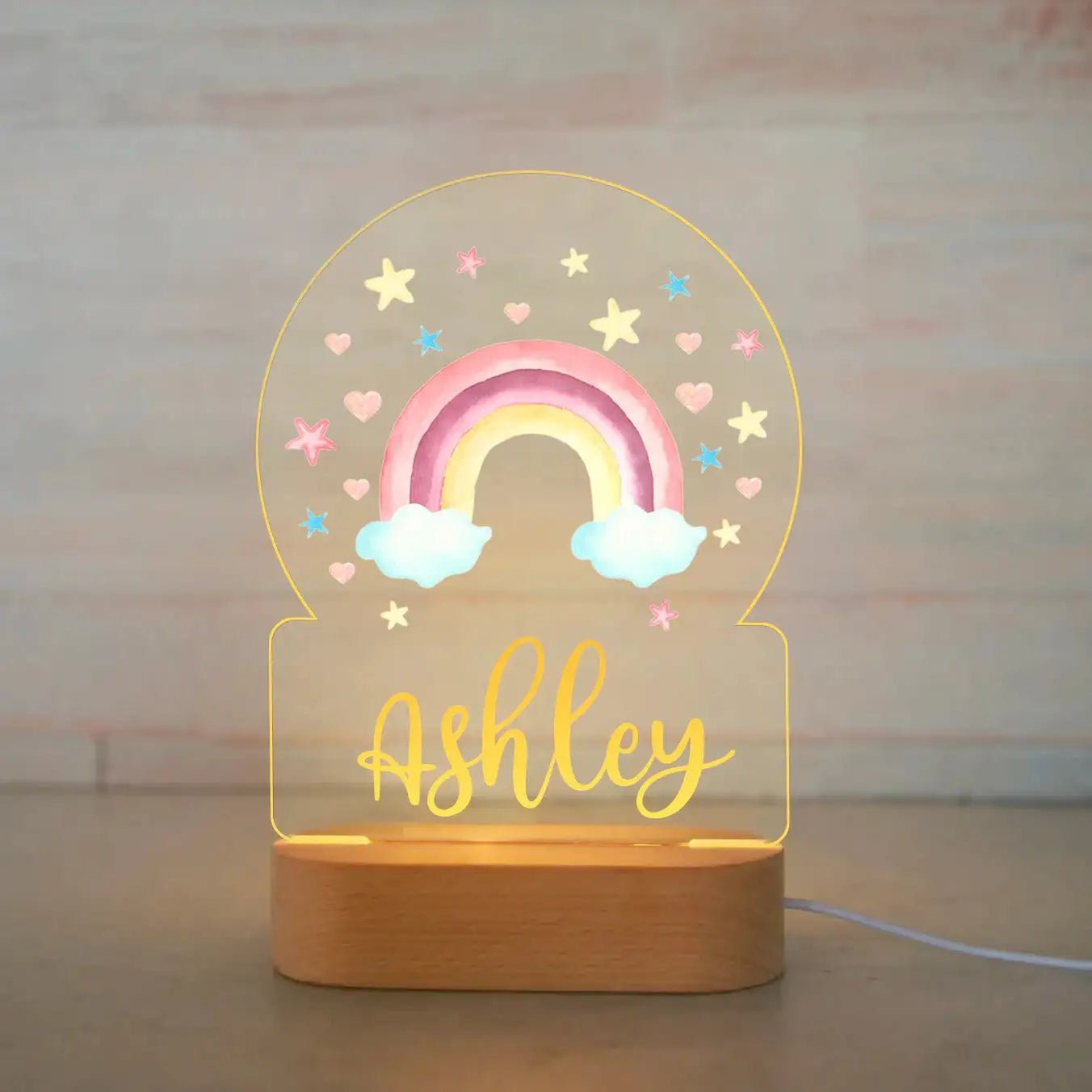 Customized Animal-themed Night Light for Kids - Personalized with Child's Name, Acrylic Lamp for Bedroom Decor Warm Light / 08Rainbow