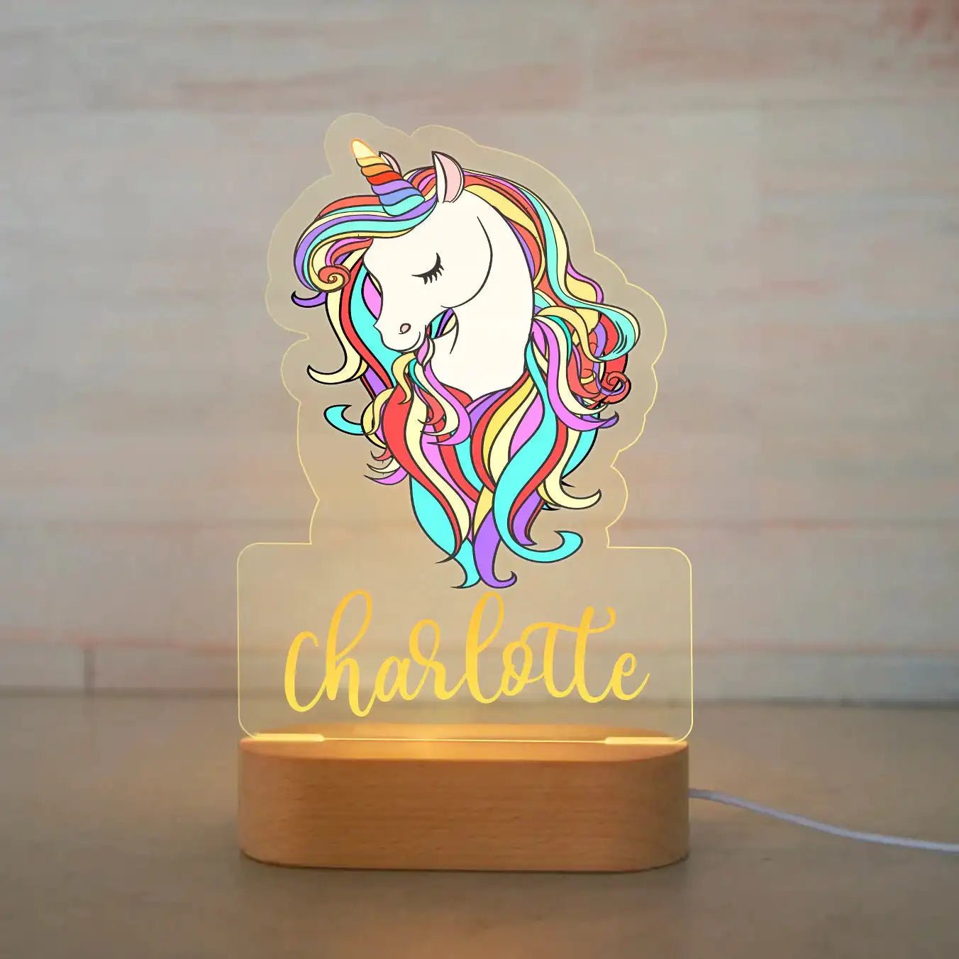 Customized Animal-themed Night Light for Kids - Personalized with Child's Name, Acrylic Lamp for Bedroom Decor Warm Light / 12Unicorn