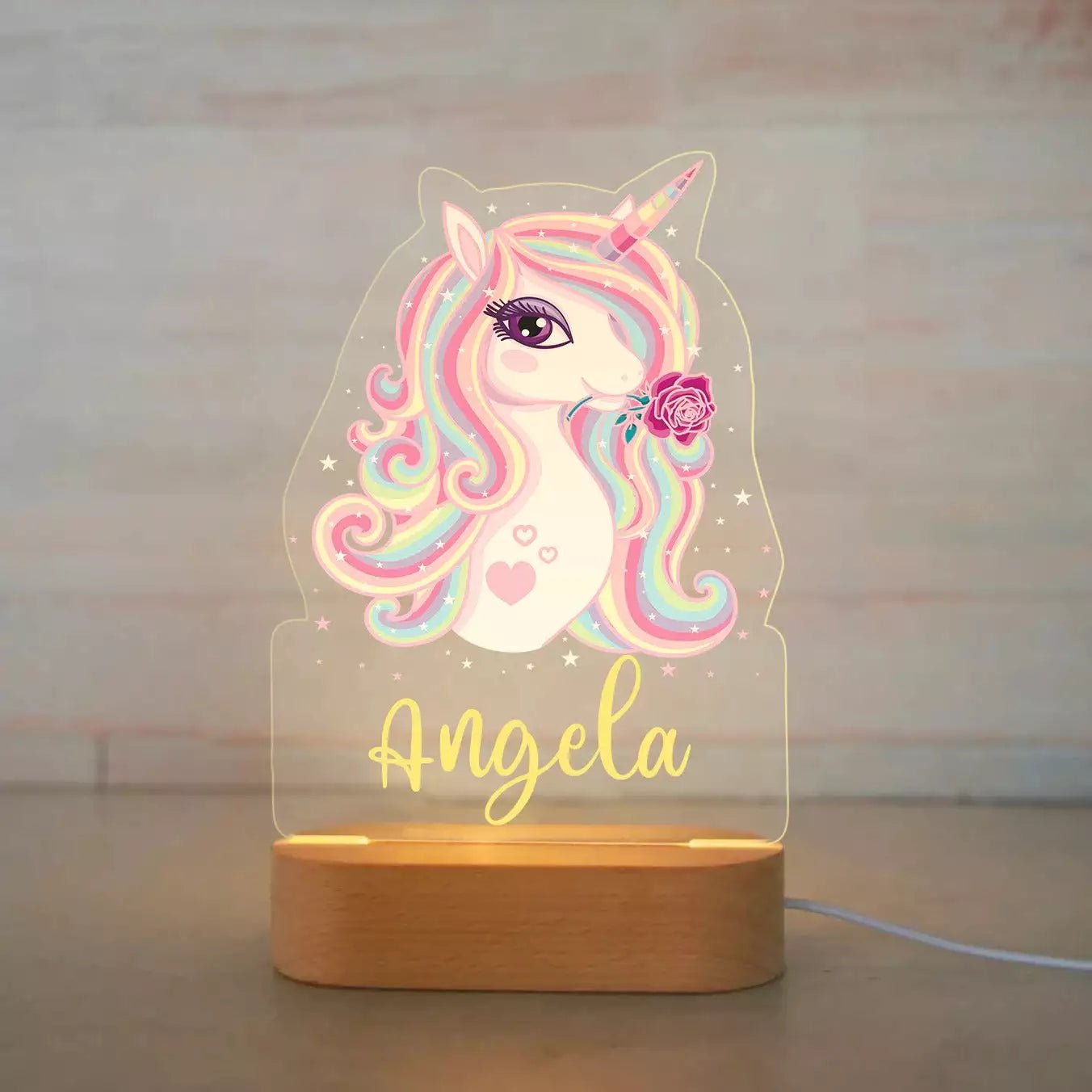Customized Animal-themed Night Light for Kids - Personalized with Child's Name, Acrylic Lamp for Bedroom Decor Warm Light / 14Unicorn