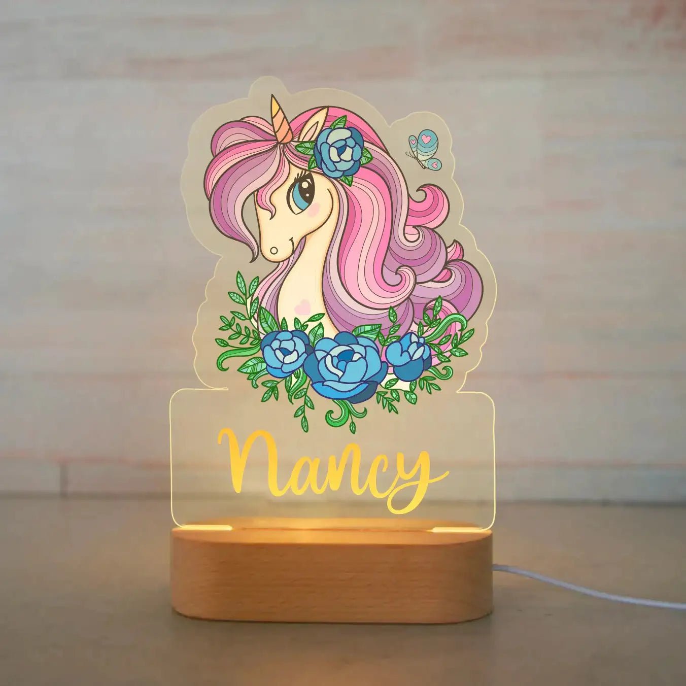 Customized Animal-themed Night Light for Kids - Personalized with Child's Name, Acrylic Lamp for Bedroom Decor Warm Light / 15Unicorn