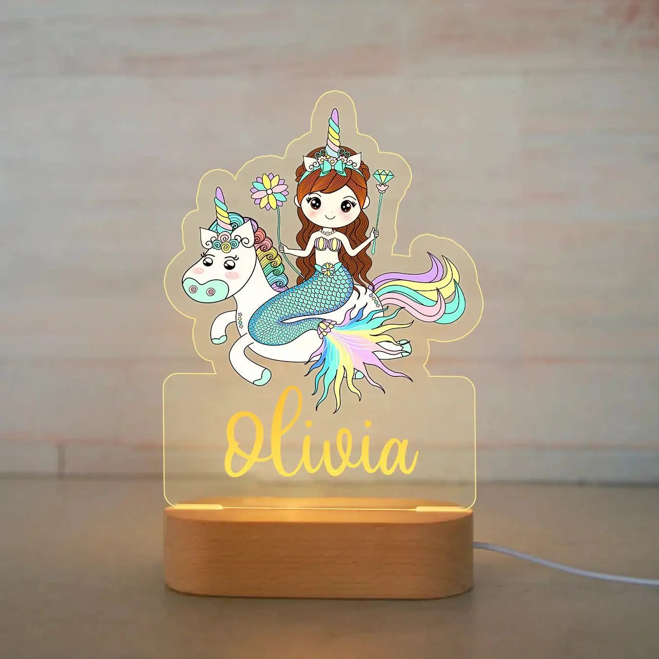 Customized Animal-themed Night Light for Kids - Personalized with Child's Name, Acrylic Lamp for Bedroom Decor Warm Light / 16Unicorn