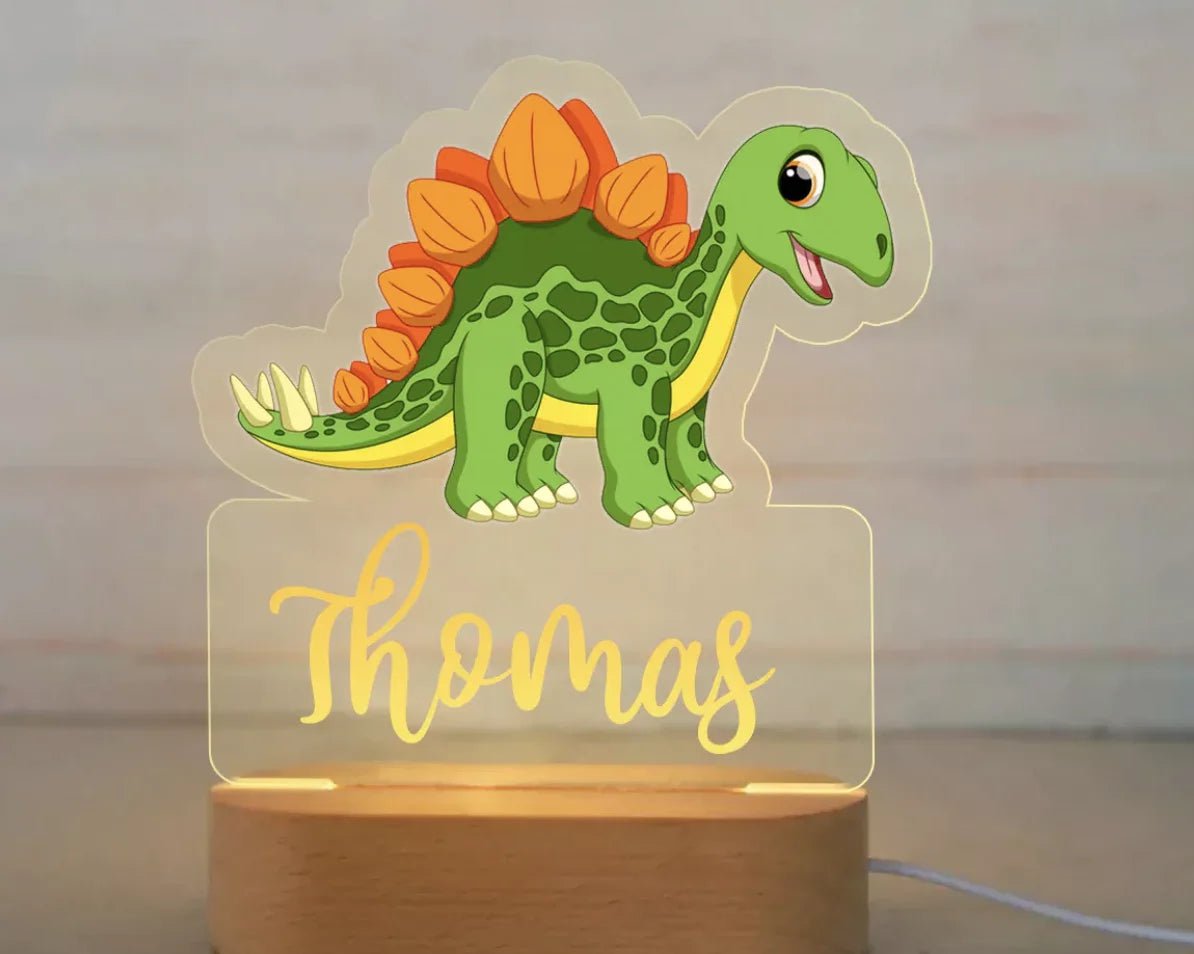Customized Animal-themed Night Light for Kids - Personalized with Child's Name, Acrylic Lamp for Bedroom Decor Warm Light / 18Dinosaur