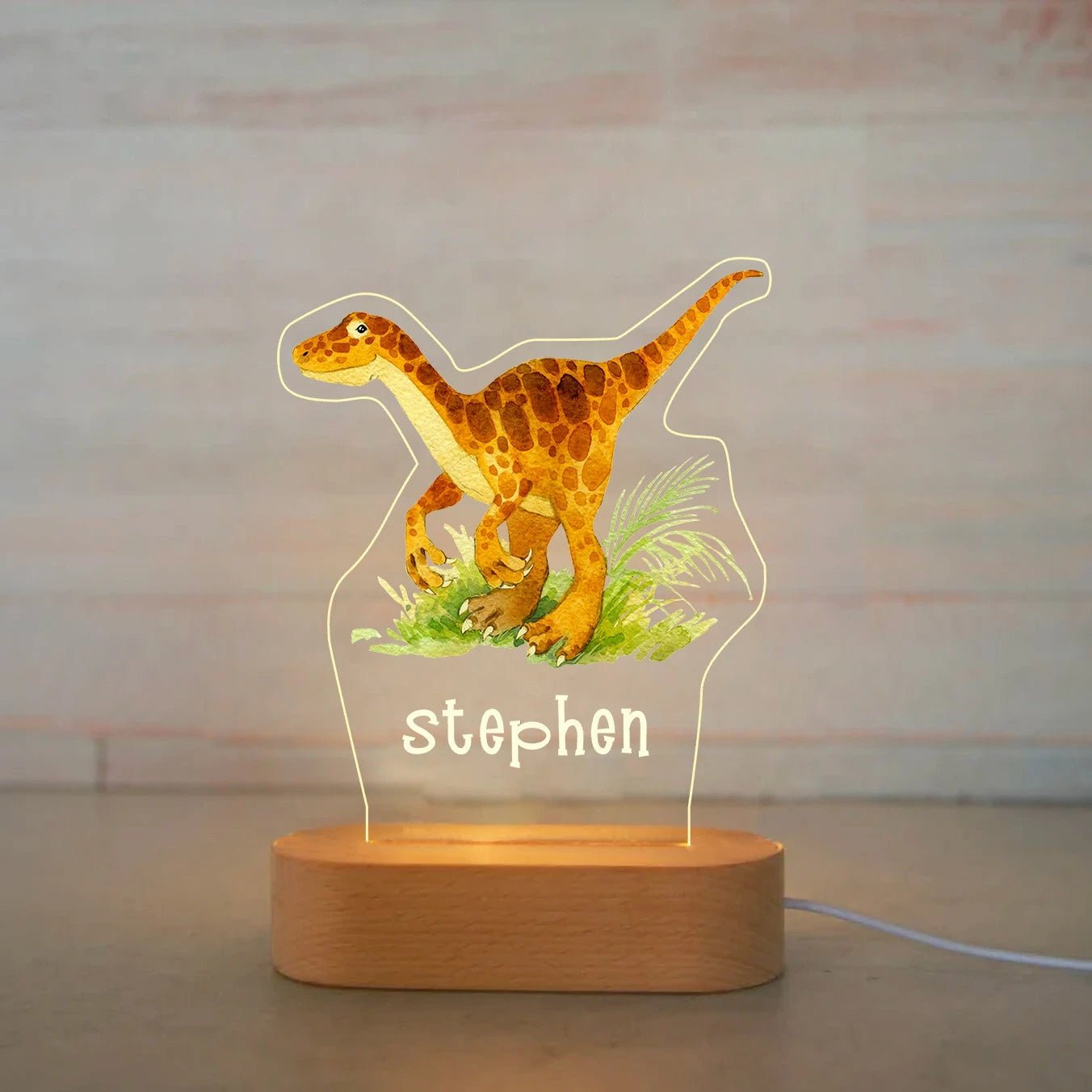 Customized Animal-themed Night Light for Kids - Personalized with Child's Name, Acrylic Lamp for Bedroom Decor Warm Light / 20Dinosaur