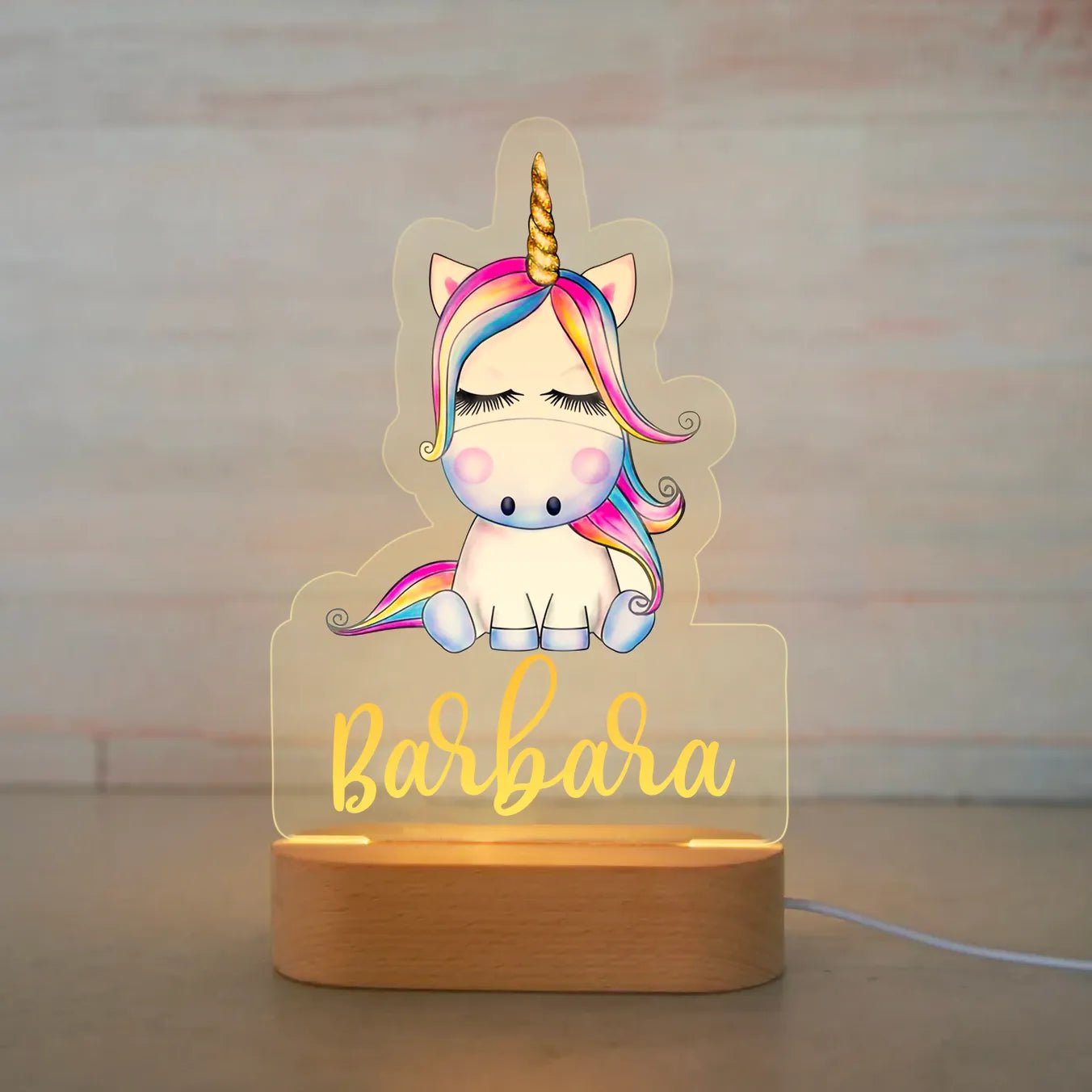 Customized Animal-themed Night Light for Kids - Personalized with Child's Name, Acrylic Lamp for Bedroom Decor Warm Light / 32 Unicorn