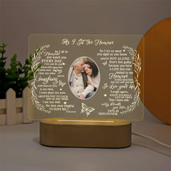 Customized Sympathy Gift - Unique In Memory of Loved Ones Light-Up Picture Frames with Personalized Photo and Text on Memorial Plaque Lamp