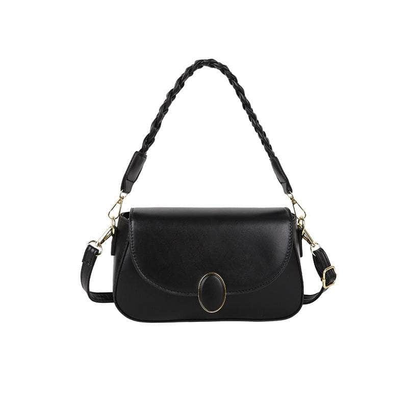 Cute Flap Crossbody Shoulder Leather Handbag Black