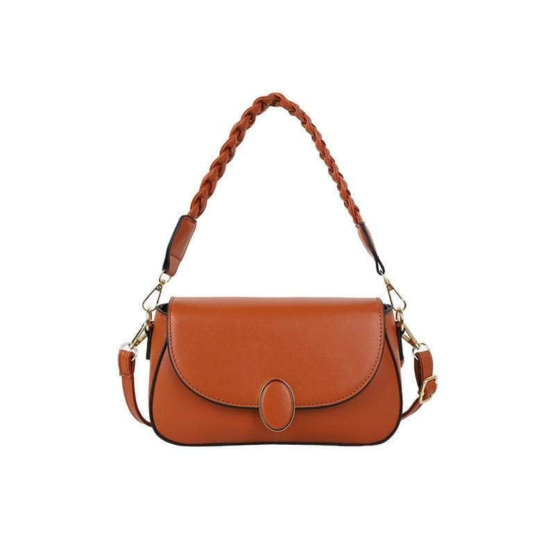 Cute Flap Crossbody Shoulder Leather Handbag Brown