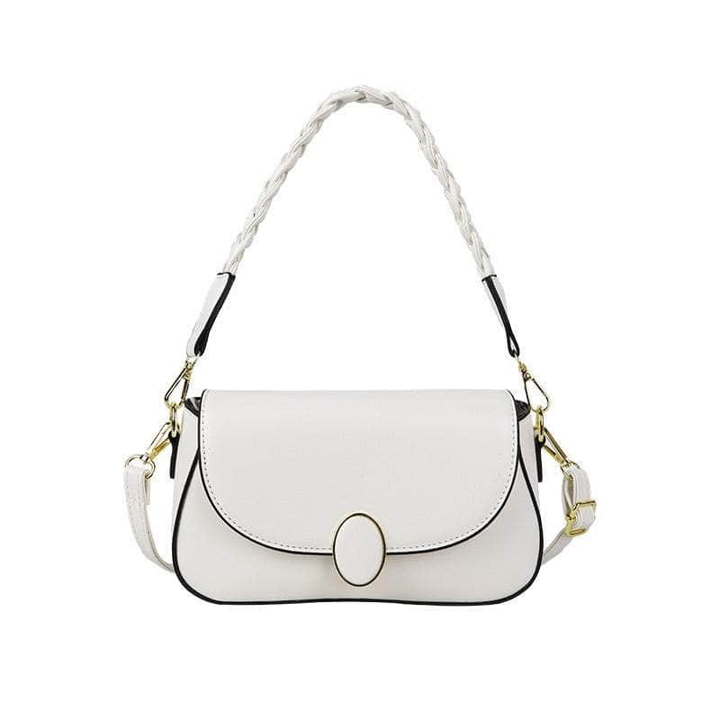 Cute Flap Crossbody Shoulder Leather Handbag White