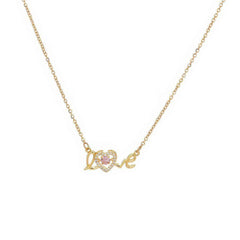 Cute Gold Color Love Letter Crystal Heart Pendant Necklace - Romantic Wedding Party Jewelry for Women 8015 love