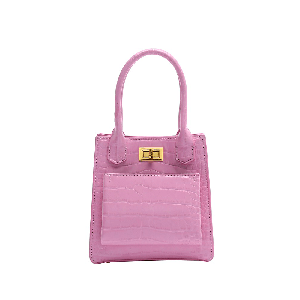 Cute Leather Bucket Shoulder Handbag with Gold Lock