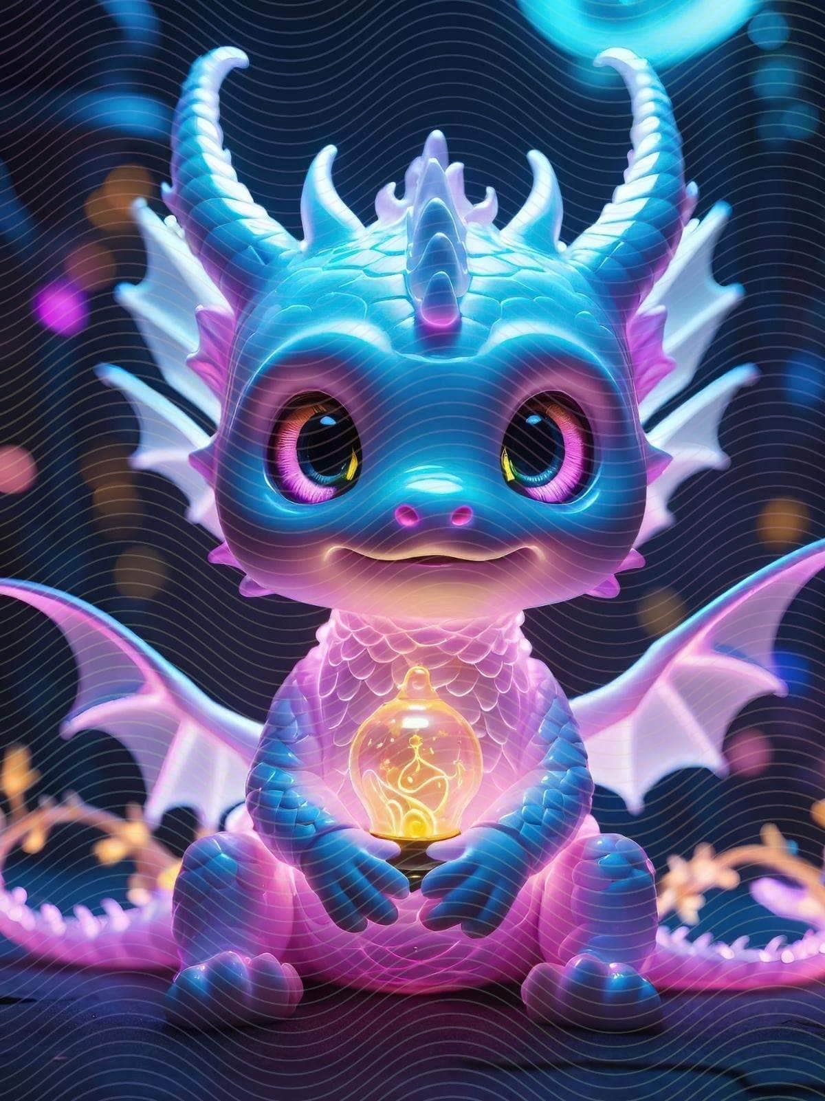 Cute Neon Glass Dragon