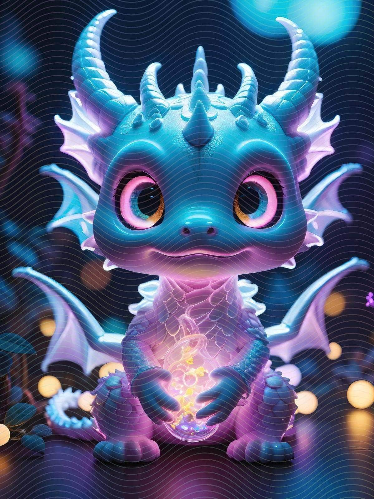 Cute Neon Glass Dragon