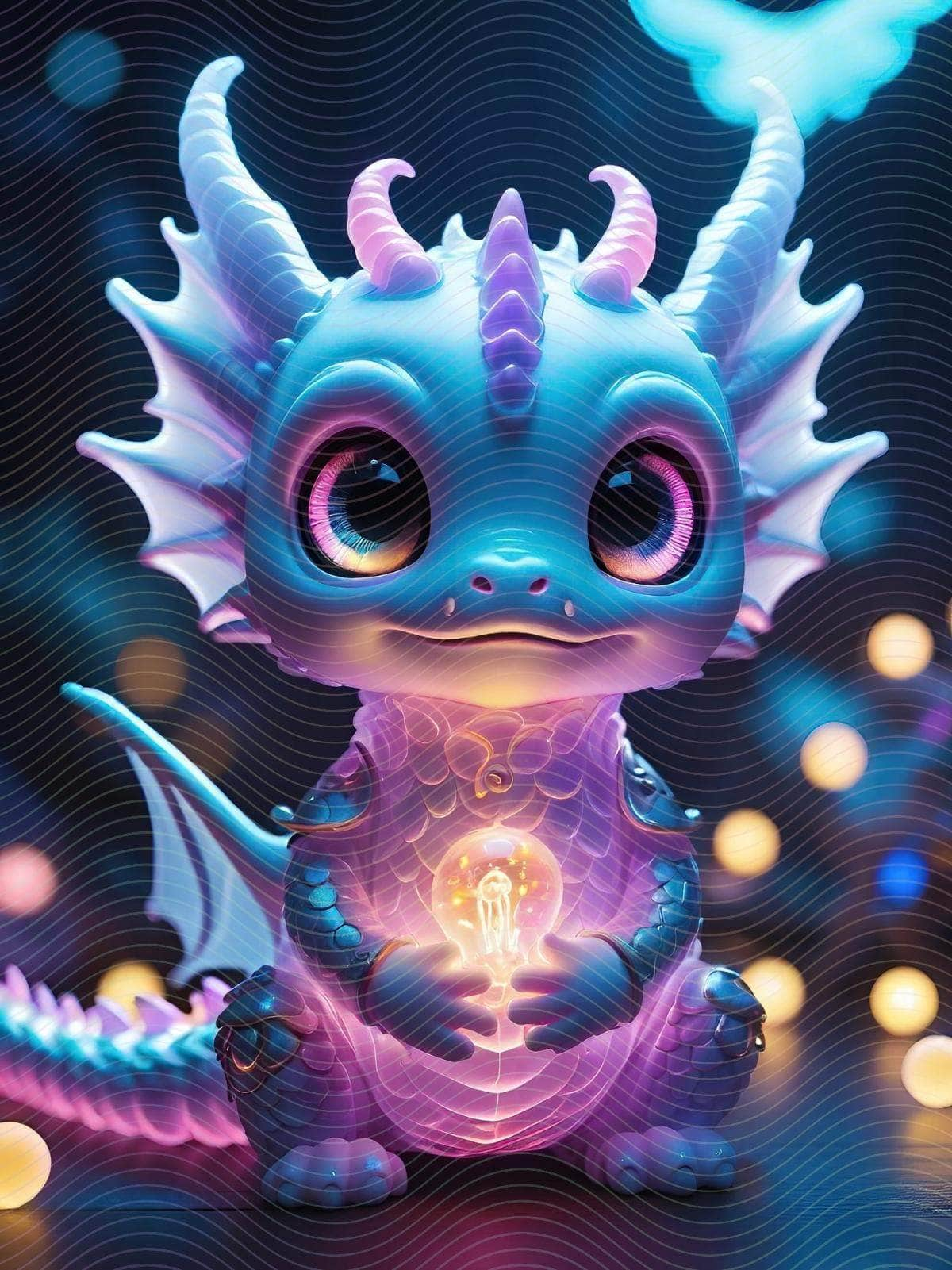 Cute Neon Glass Dragon