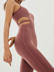 Cutout Asymmetrical Neck Active Jumpsuit