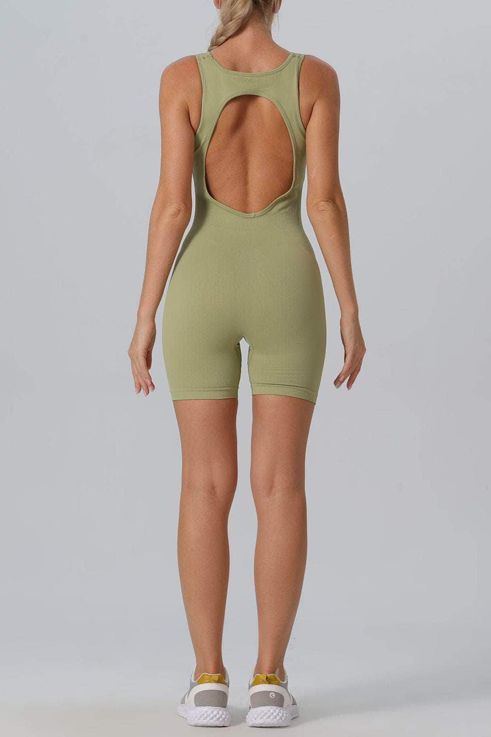 Cutout Scoop Neck Active Romper