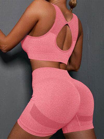 Cutout Scoop Neck Tank and Shorts Active Set Coral / S