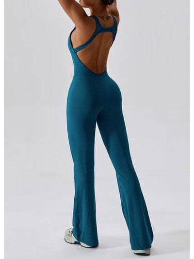 Cutout Wide Strap Bootcut Active Jumpsuit