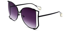 D-Shaped Oversized Sunglasses Purple/Black / Resin