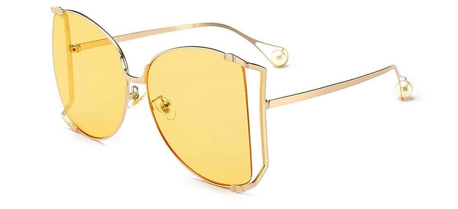 D-Shaped Oversized Sunglasses Yellow / Resin