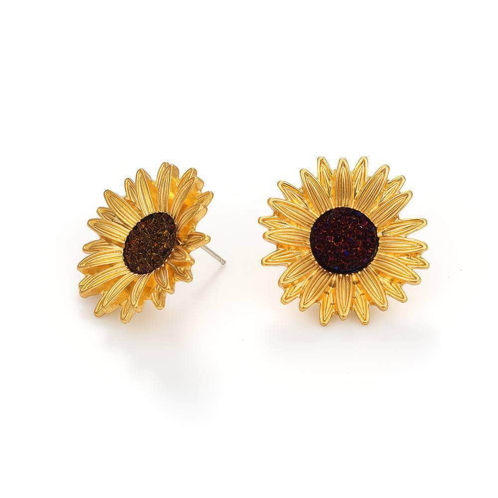 Daisy Sunflower Crystal Studded Earrings