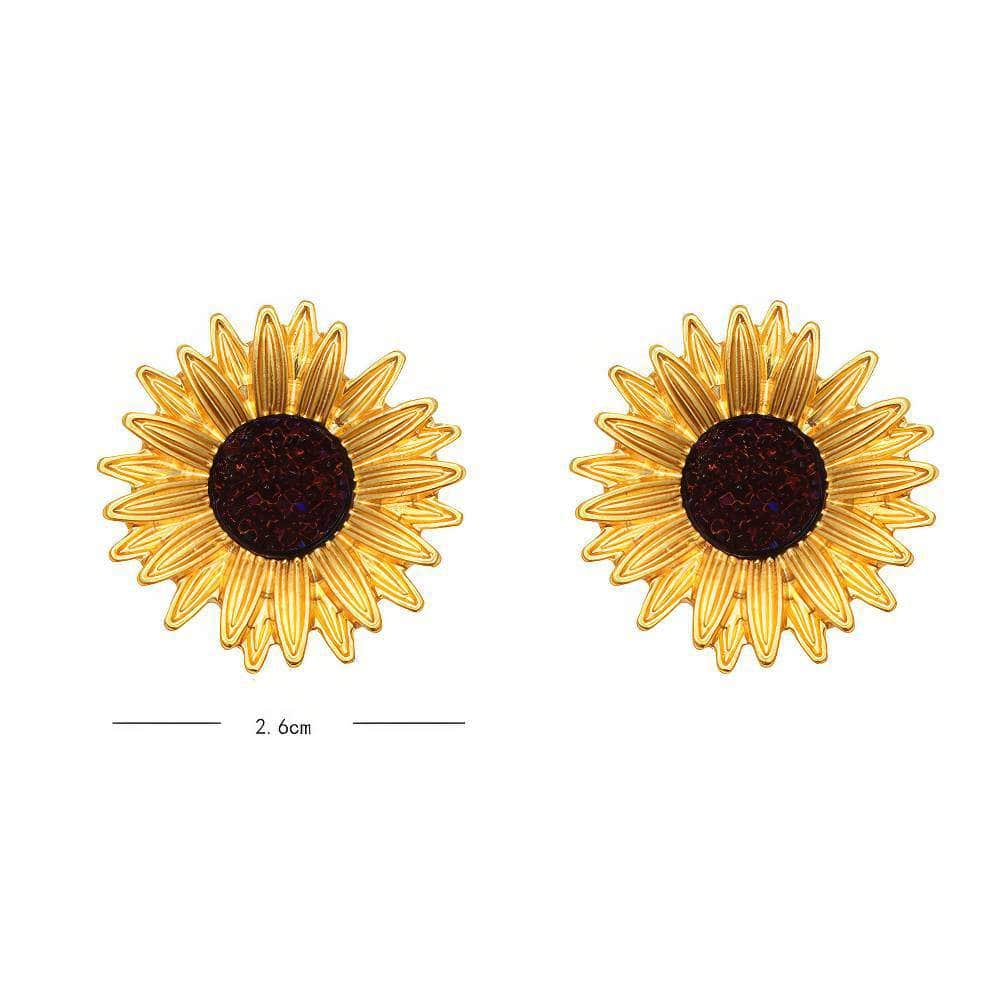 Daisy Sunflower Crystal Studded Earrings