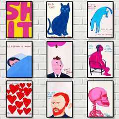 David Shrigley Art Poster Prints - Wall Pictures for Living Room, Home Decoration