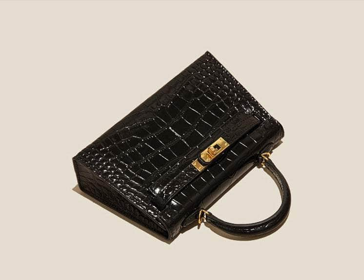 Dazzling Alligator Handbag, Gold Accents & Hardware