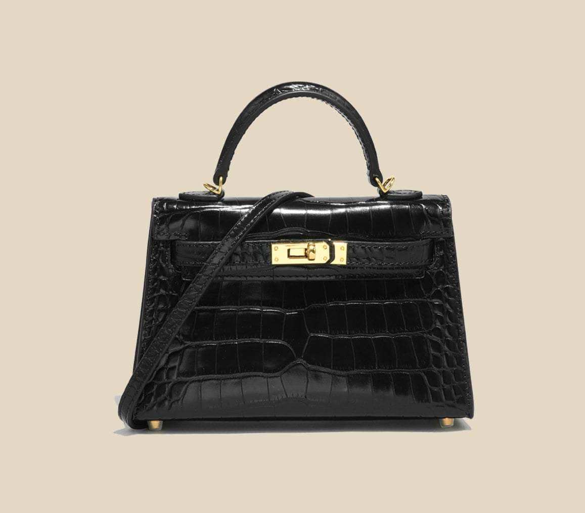 Dazzling Alligator Handbag, Gold Accents & Hardware