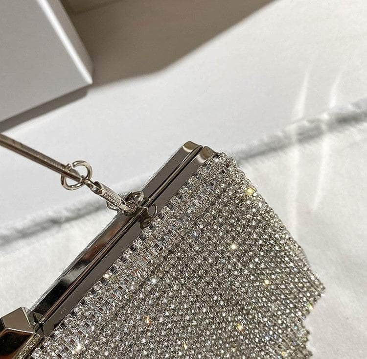 Dazzling Rhinestone Chandelier Fringe Box Clutch