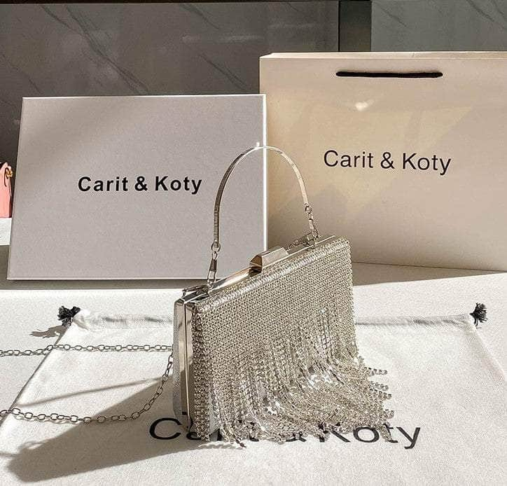 Dazzling Rhinestone Chandelier Fringe Box Clutch