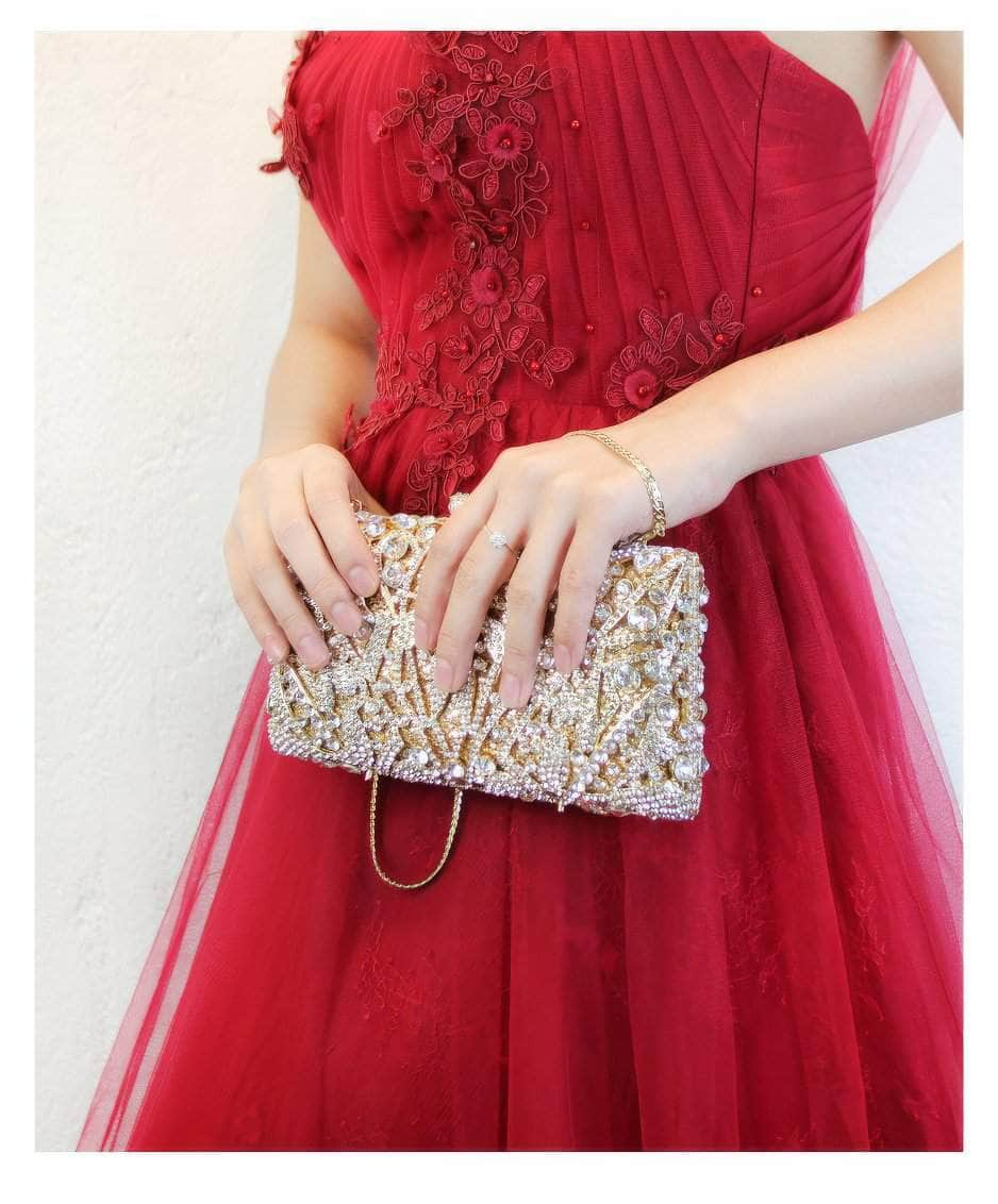 Deluxe Rhinestone Sparkling Floral Decor Purse