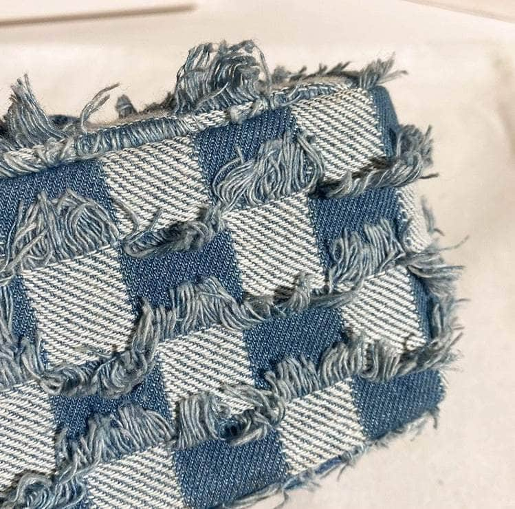 Denim Tweed Striped Handbag