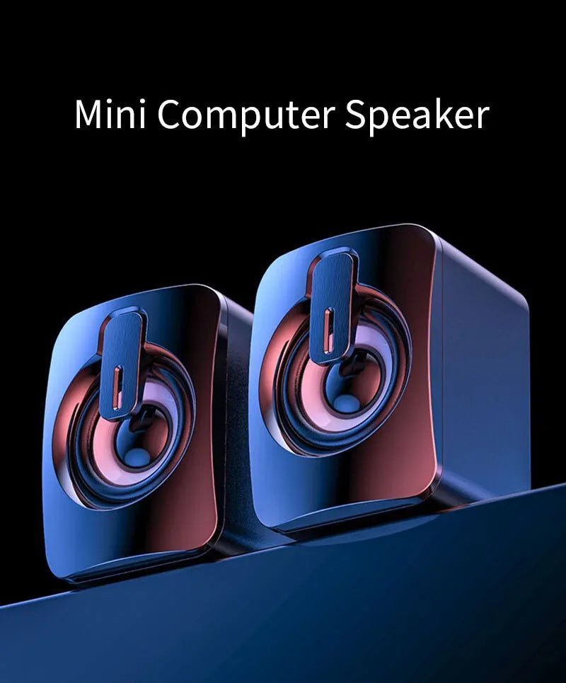 Desktop Computer Speakers: Wired HIFI Stereo with LED black