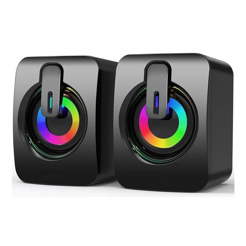 Desktop Computer Speakers: Wired HIFI Stereo with LED black