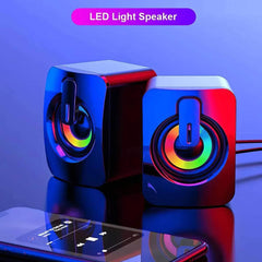 Desktop Computer Speakers: Wired HIFI Stereo with LED black