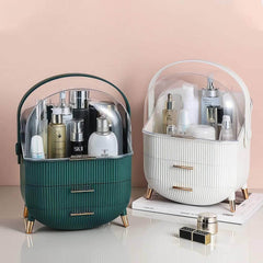 Desktop Makeup Organizer with Lid - Large Capacity Cosmetic Storage Box, Skin Care Drawer, Dustproof, Makeup Brushes Holder