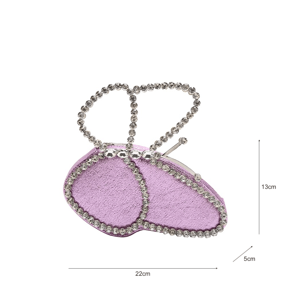 Diamante Rhinestone Butterfly Detail Purse