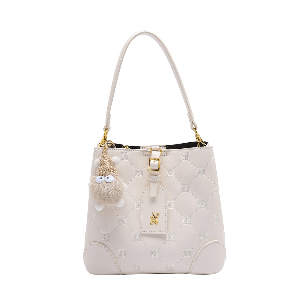 Diamond Stitched Quilted Leather Bucket Bag